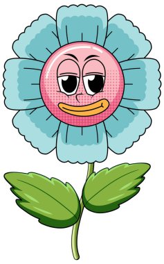 Beyaz arkaplan illüstrasyonunda çiçek çizgi filmi karakteri