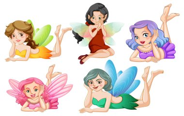 Beyaz arkaplanda güzel bir peri seti