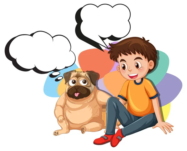 Ένα Αγόρι Και Σκύλος Callouts Εικονογράφηση — Διανυσματικό Αρχείο