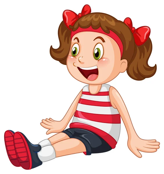 Little Girl Red Ribbons Illustration — Stockvector