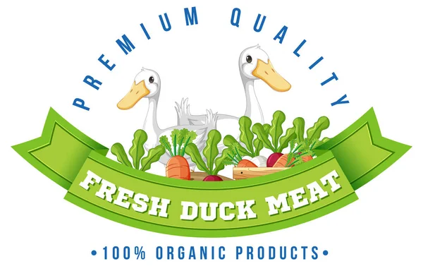 Logo Design Mit Enten Und Gemüse Illustration — Stockvektor