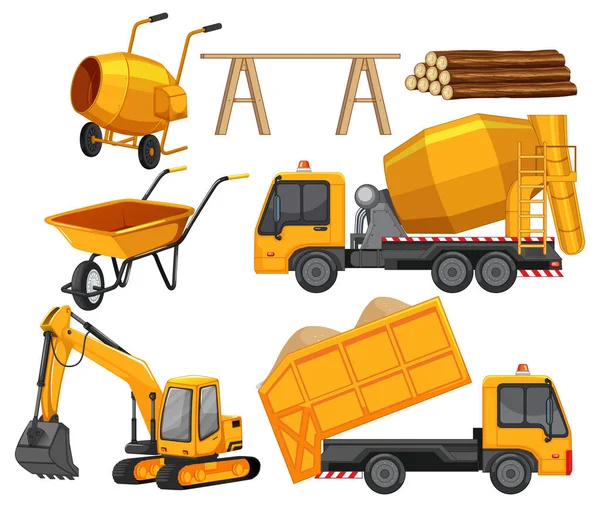 Set Construction Site Objects Illustration — Stock Vector