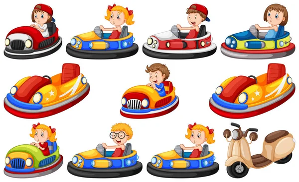 Kids Riding Kart Illustration — Stock Vector