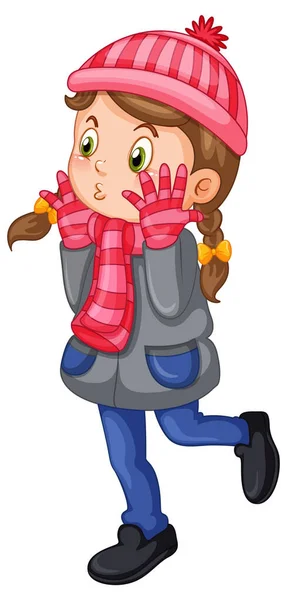 Cute Girl Winter Outfit Cartoon Illustration — Wektor stockowy