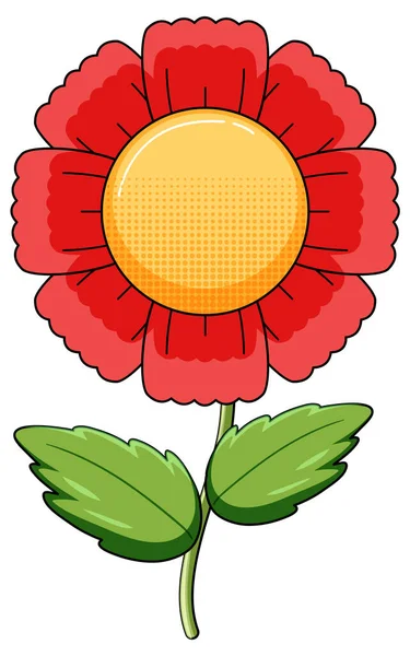 Red Flower Green Leaves Illustration — Stock Vector