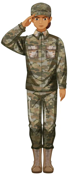 Soldat Enhetlig Tecknad Karaktär Illustration — Stock vektor