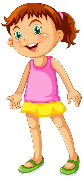 Cute Girl Wearing Pink Shirt Cartoon Character Illustration — ストックベクタ