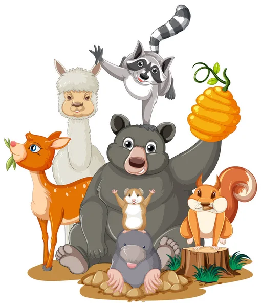 Many Animals Park Illustration — Stock Vector
