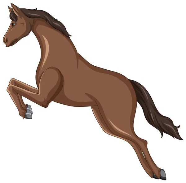 Brown Horse Jumping Cartoon Illustration — Archivo Imágenes Vectoriales