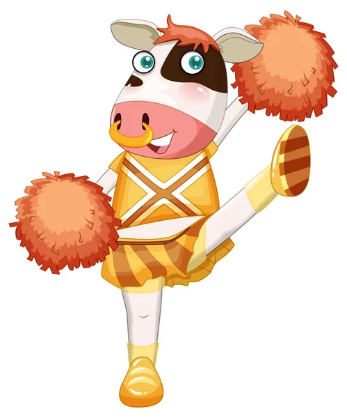 Vaca Con Ilustración Disfraz Animadora — Vector de stock
