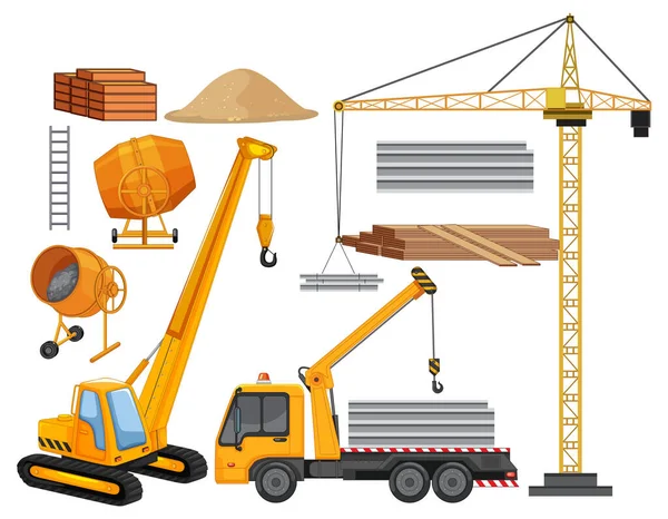 Set Construction Site Objects Illustration — ストックベクタ