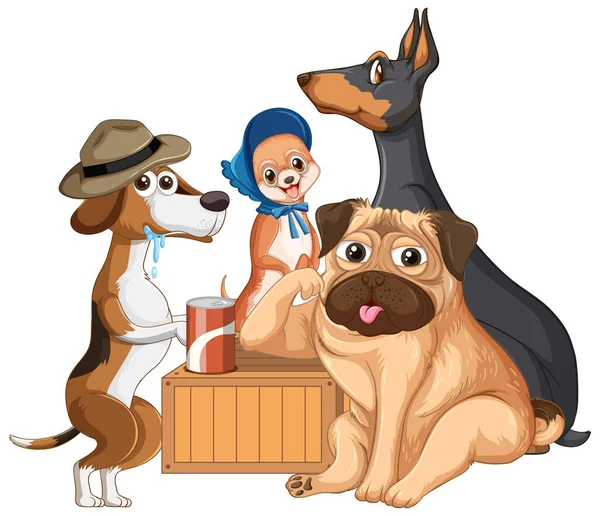 Groupe Illustration Partie Chien — Image vectorielle