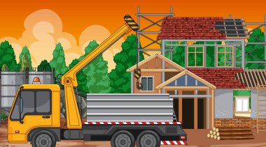 Ev inşaatı olay yeri illüstrasyonu