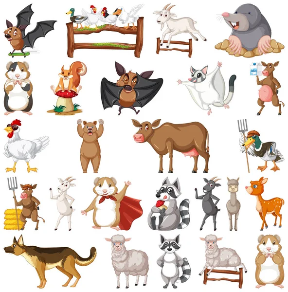Különböző Gyerekek Állatok Illusztráció — Stock Vector