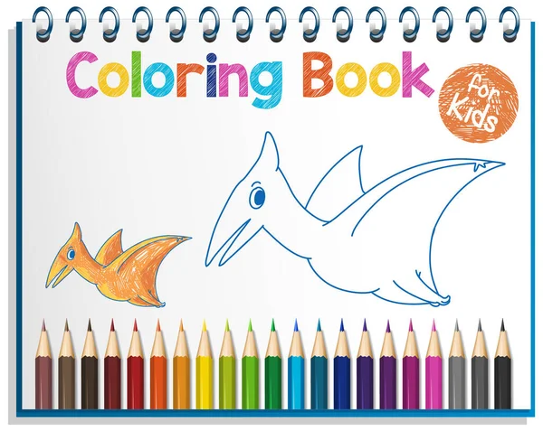 Libro Colorare Foglio Lavoro Bambini Illustrazione — Vettoriale Stock