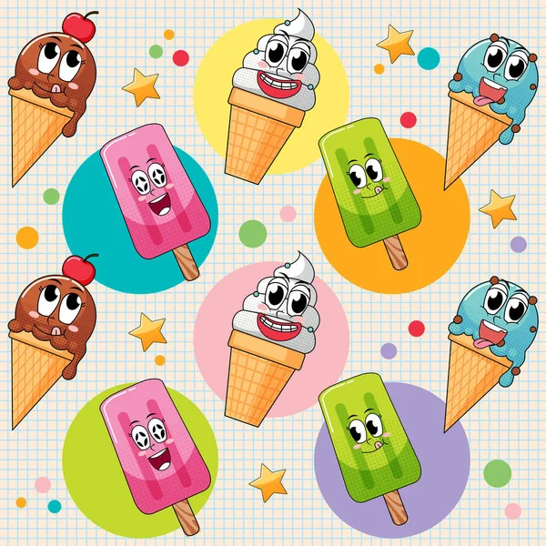 Seamless Background Icecream Theme Illustration — Archivo Imágenes Vectoriales