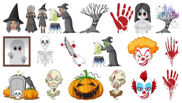 Jogo Halloween Com Ilustração Monstros Assustadores —  Vetores de Stock