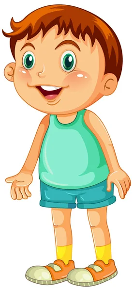 Happy Young Boy Cartoon Character Standing Illustration — Stockvektor