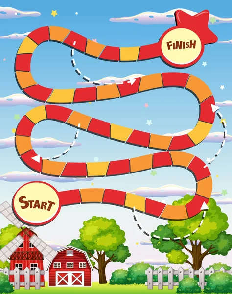 Snake Ladders Game Template Farm Theme Illustration — Stock Vector