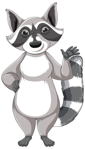 Cute Cartoon Raccoon Standing White Background Illustration — Stock Vector