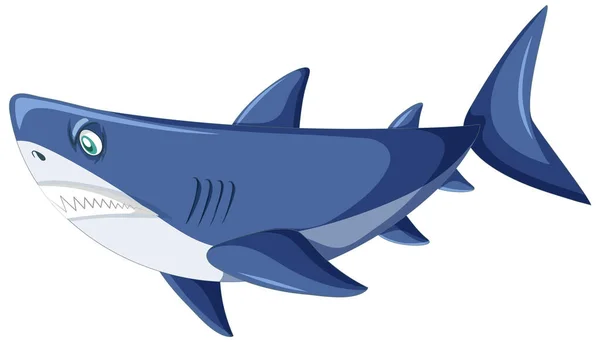 Aggressive Great White Shark Cartoon Illustration — Stock Vector