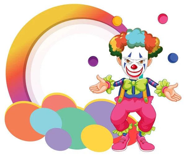 Clown Cartoon Character Empty Banner Illustration — стоковый вектор