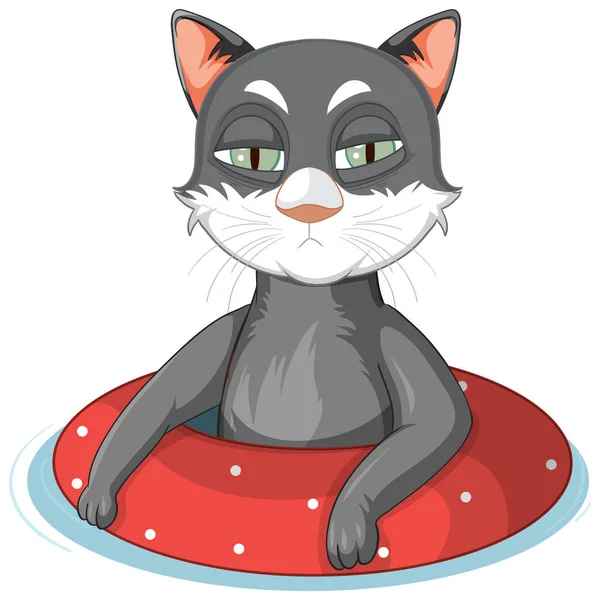 Lindo Gato Anillo Goma Ilustración — Vector de stock