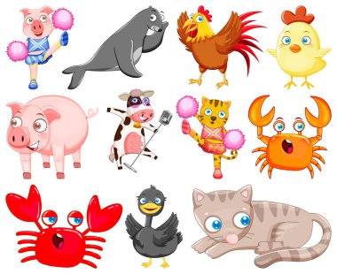 Mutlu gülümsemeli vahşi hayvanlar.