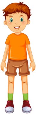 A boy wearing orange t shirt cartoon illustration