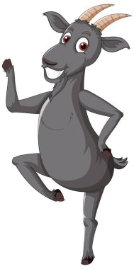 Kara keçi tek ayak üzerinde duruyor.