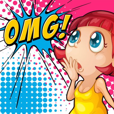 Kısaltma ve yüz ifadesi retro çizgi roman tasarımı illüstrasyonu