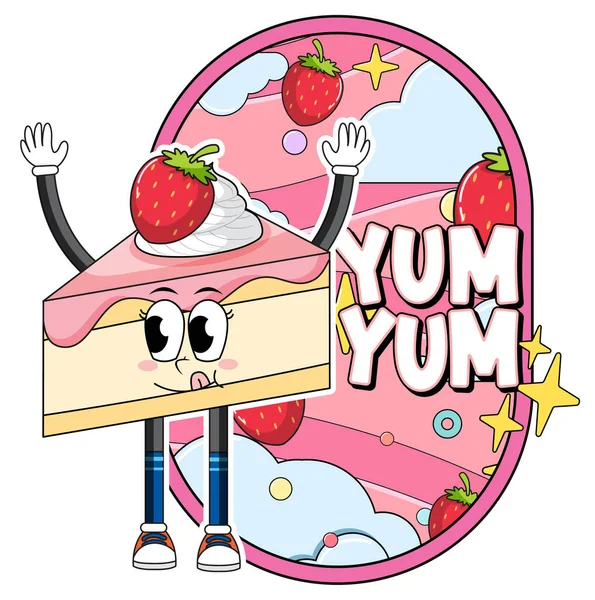 Cake Yum Word Expression Illustration — Stockový vektor