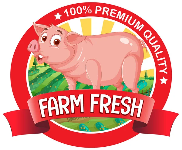 Pig Farm Fresh Logo Pork Products Illustration —  Vetores de Stock