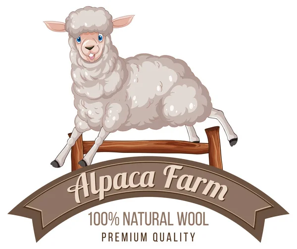 Yün ürünleri illüstrasyonu için Alpaca tarım logosu