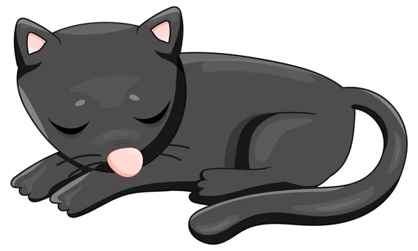 Black Cat Laying Cartoon Animal Illustration — Stockový vektor