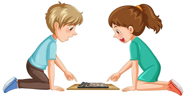 Een Kinderen Spelen Bordspel Witte Achtergrond Illustratie — Stockvector