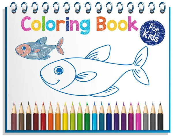 Kleurplaat Werkblad Voor Kinderen Illustratie — Stockvector