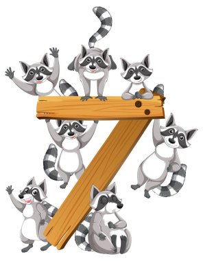 Yedi numaraya iliştirilmiş yedi rakun.