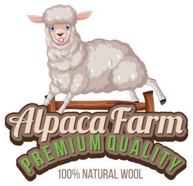 Yün ürünleri illüstrasyonu için Alpaca tarım logosu