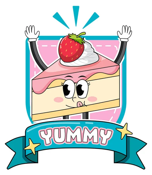 Funny Strawberry Cake Cartoon Character Illustration — Stock Vector