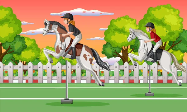 Scene Horse Racer Racecourse Illustration — Stock Vector