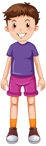 Een Jongen Draagt Paars Shirt Cartoon Illustratie — Stockvector