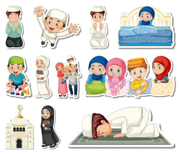 İslami semboller ve çizgi film karakterlerinin çizimleri.