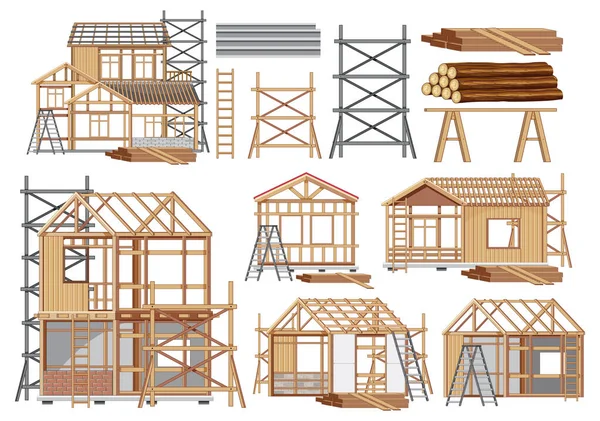 Serie Oggetti Cantiere Illustrazione — Vettoriale Stock