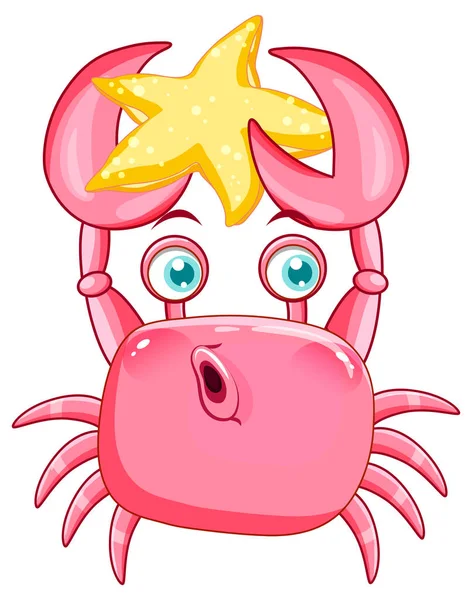 Pink Crab Cartoon Design Illustration — Vetor de Stock