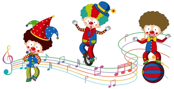 Clown Avec Note Musique Exécutant Illustration — Image vectorielle