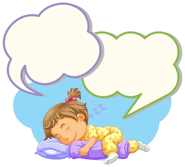 Speech Bubble Template Girl Sleeping Illustration — Image vectorielle