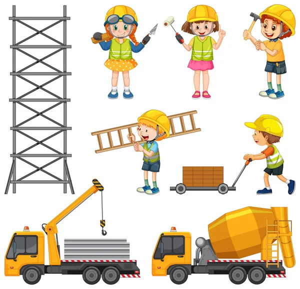 Set Construction Site Objects Illustration — Stock Vector