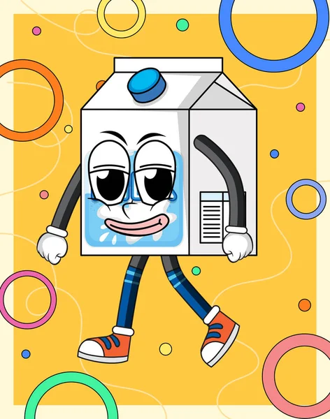 Funny Milk Box Cartoon Character Illustration — 스톡 벡터