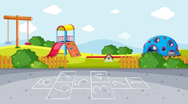 Hopscotch Campo Jogos Ilustração Fundo — Vetor de Stock